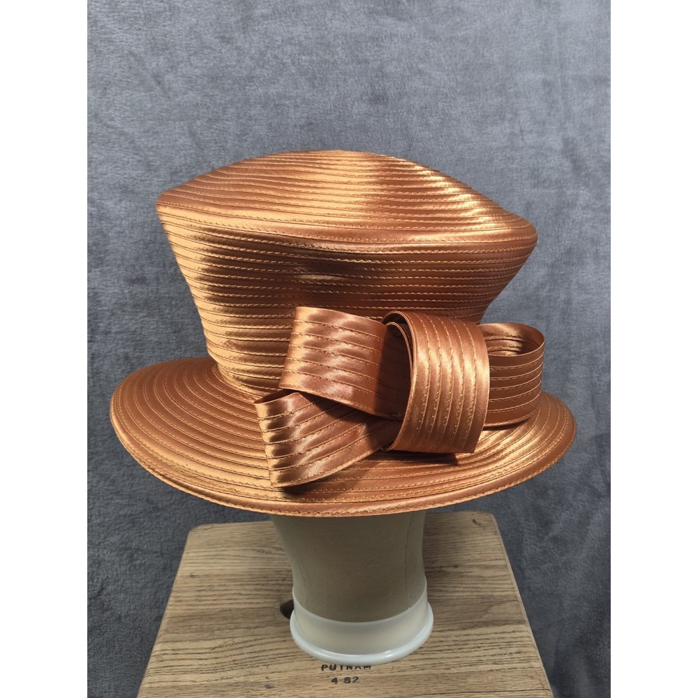 VTG Mr Hi's Classic Hat Orange Fancy Bow Derby Church - Picture 4 of 10